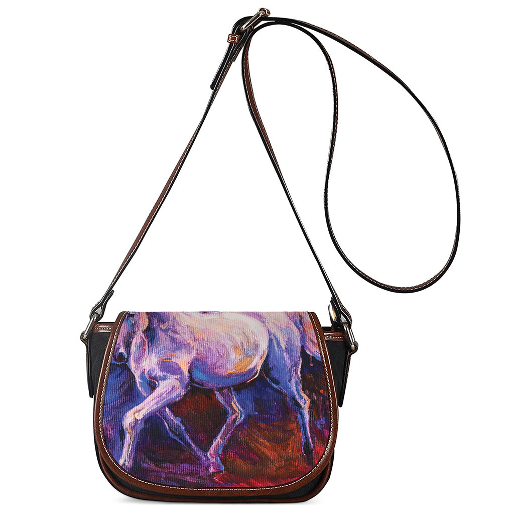 Colorful Horse Portrait Print Saddle Bag