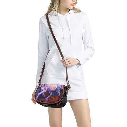 Colorful Horse Portrait Print Saddle Bag