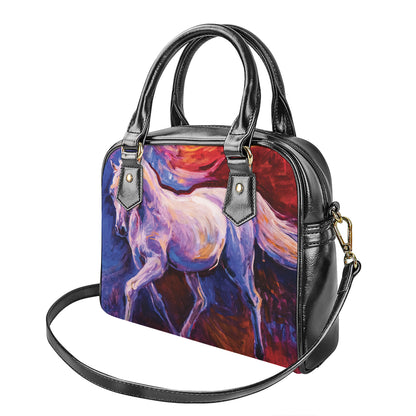 Colorful Horse Portrait Print Shoulder Handbag