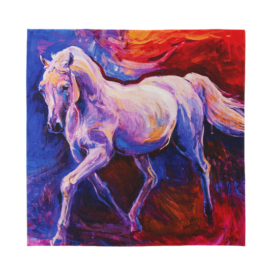Colorful Horse Portrait Print Silk Bandana