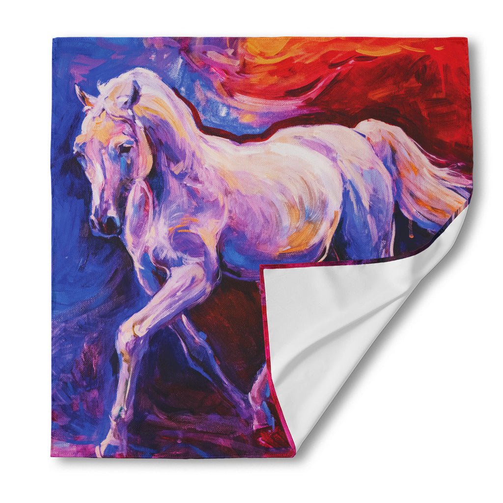 Colorful Horse Portrait Print Silk Bandana