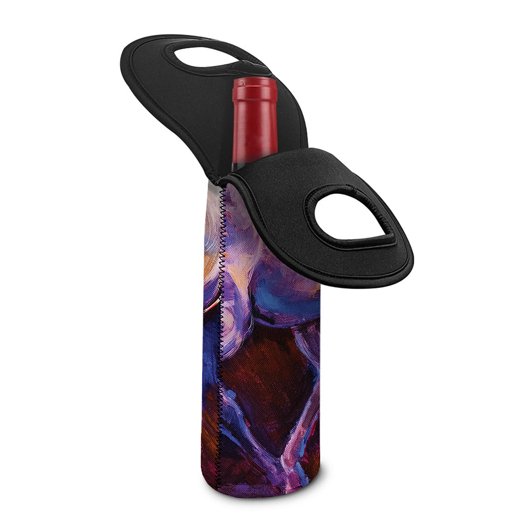 Colorful Horse Portrait Print Single Neoprene Wine Tote