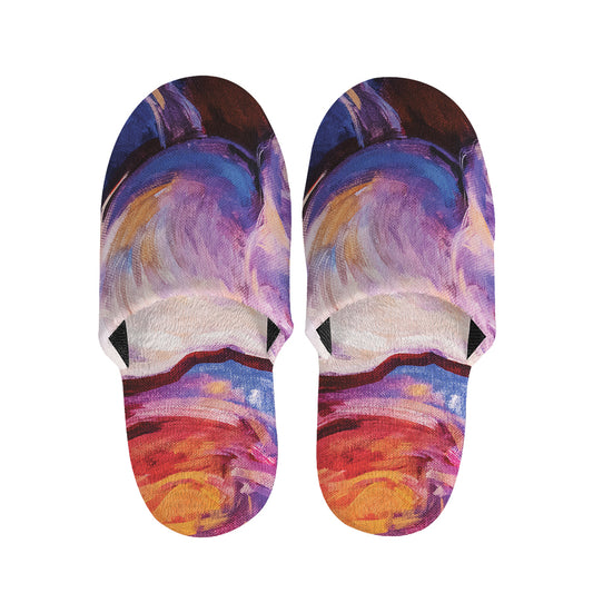 Colorful Horse Portrait Print Slippers