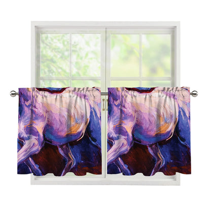 Colorful Horse Portrait Print Tier Curtains