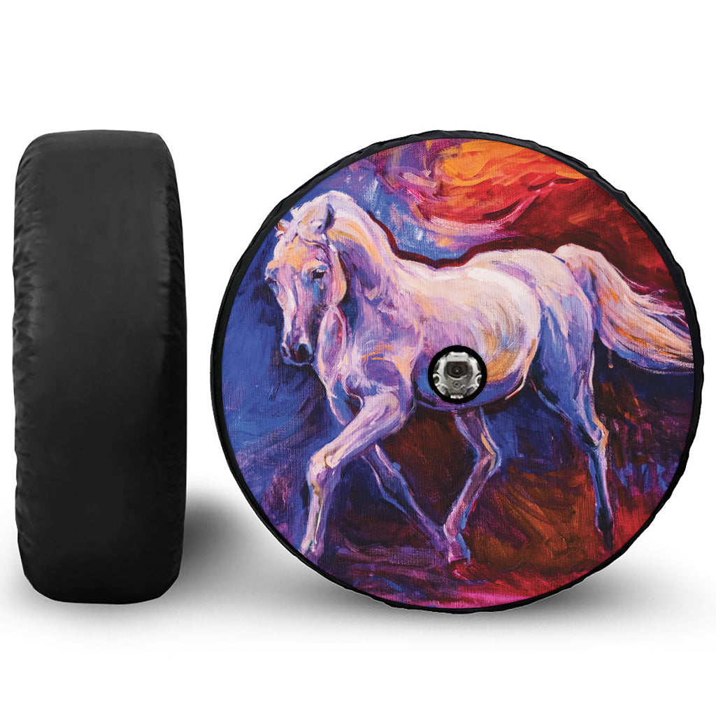 Colorful Horse Portrait Print Tire Cover With Camera Hole