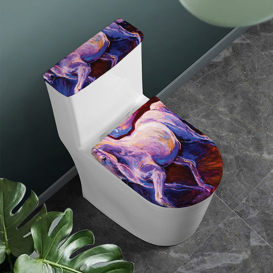 Colorful Horse Portrait Print Toilet Lid And Tank Cover Set