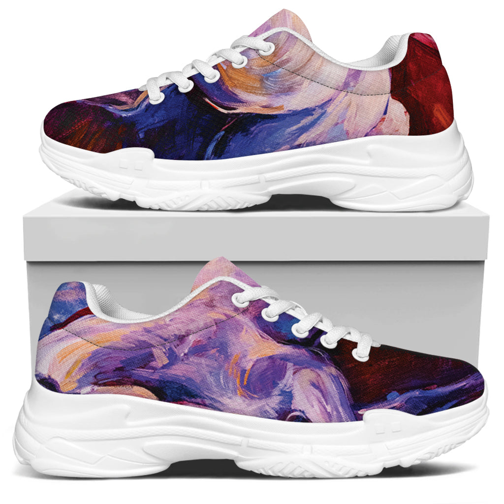 Colorful Horse Portrait Print White Chunky Shoes