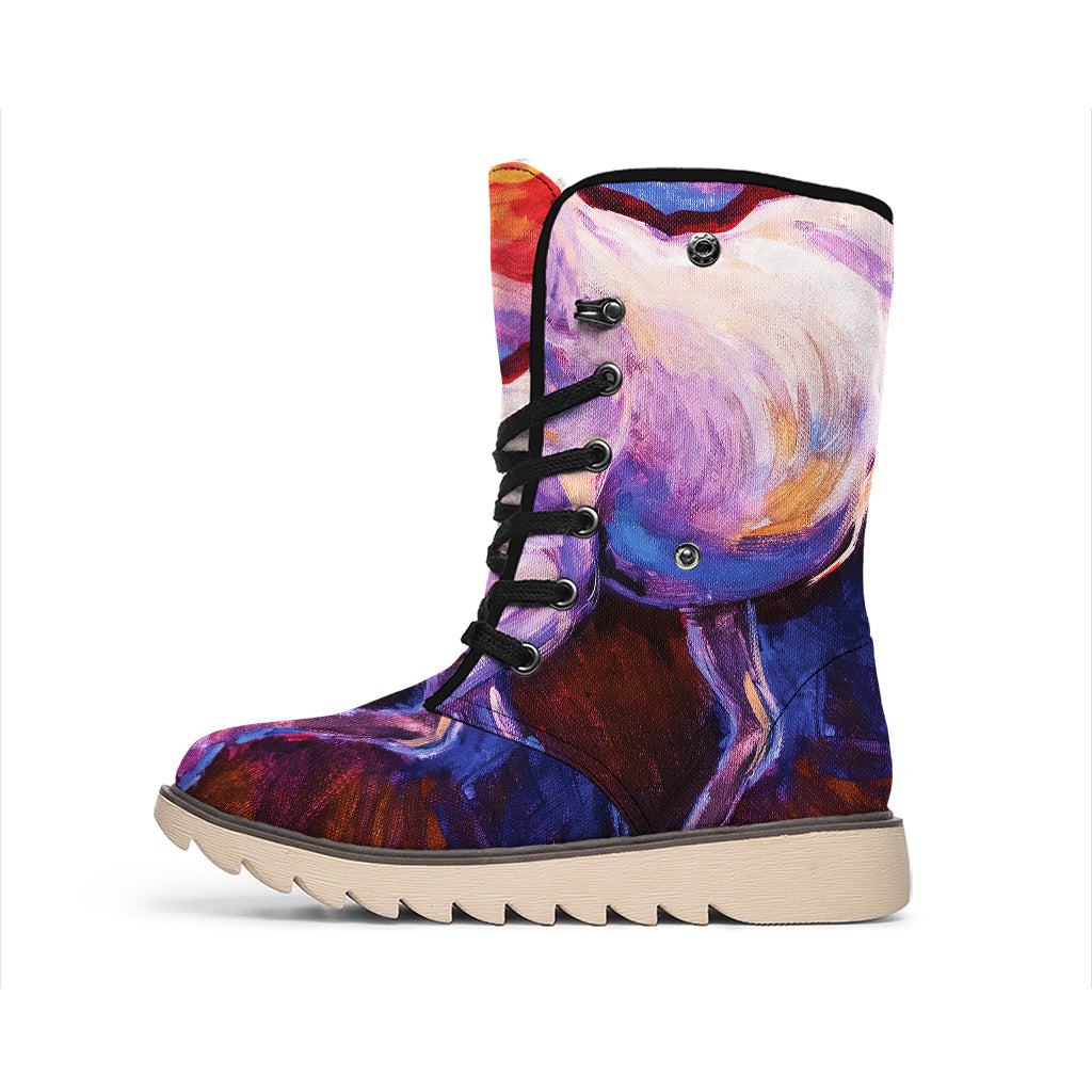 Colorful Horse Portrait Print Winter Boots