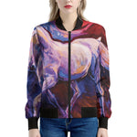 Colorful Horse Portrait Print Women's Bomber Jacket