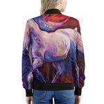 Colorful Horse Portrait Print Women's Bomber Jacket
