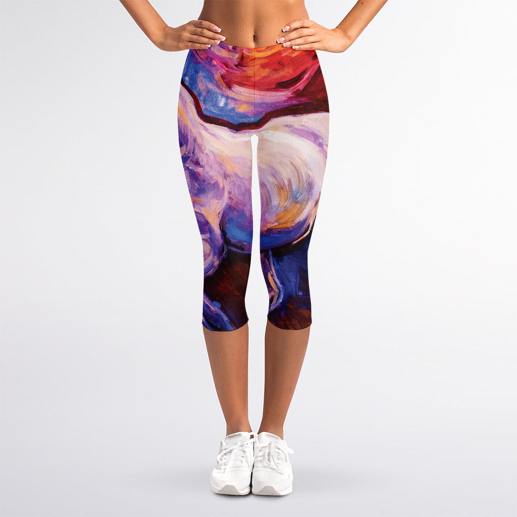 Colorful Horse Portrait Print Women's Capri Leggings