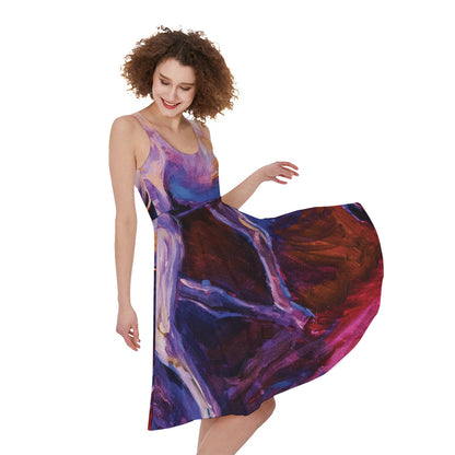 Colorful Horse Portrait Print Women's Sleeveless Dress