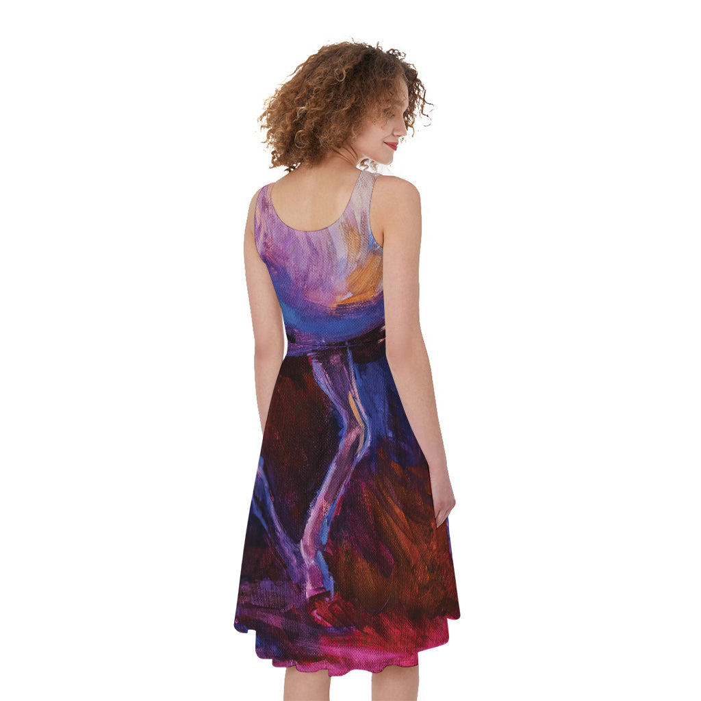 Colorful Horse Portrait Print Women's Sleeveless Dress