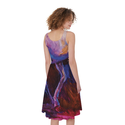 Colorful Horse Portrait Print Women's Sleeveless Dress