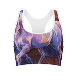 Colorful Horse Portrait Print Women's Sports Bra