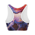 Colorful Horse Portrait Print Women's Sports Bra