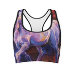 Colorful Horse Portrait Print Women's Sports Bra