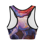 Colorful Horse Portrait Print Women's Sports Bra