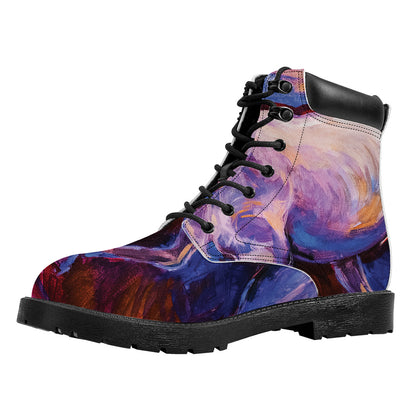 Colorful Horse Portrait Print Work Boots