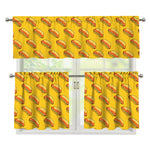 Colorful Hot Dog Pattern Print 3 Piece Kitchen Curtains