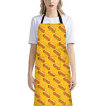 Colorful Hot Dog Pattern Print Bib Apron With Pocket