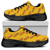 Colorful Hot Dog Pattern Print Black Chunky Shoes