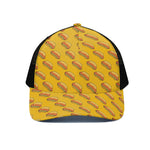 Colorful Hot Dog Pattern Print Black Mesh Trucker Cap