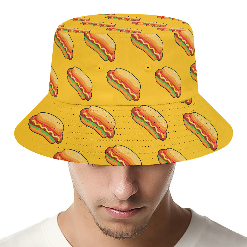 Colorful Hot Dog Pattern Print Bucket Hat