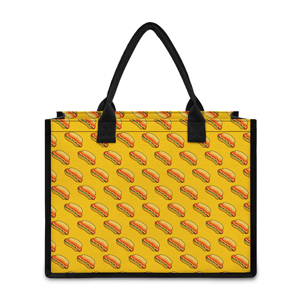 Colorful Hot Dog Pattern Print Canvas Tote Bag