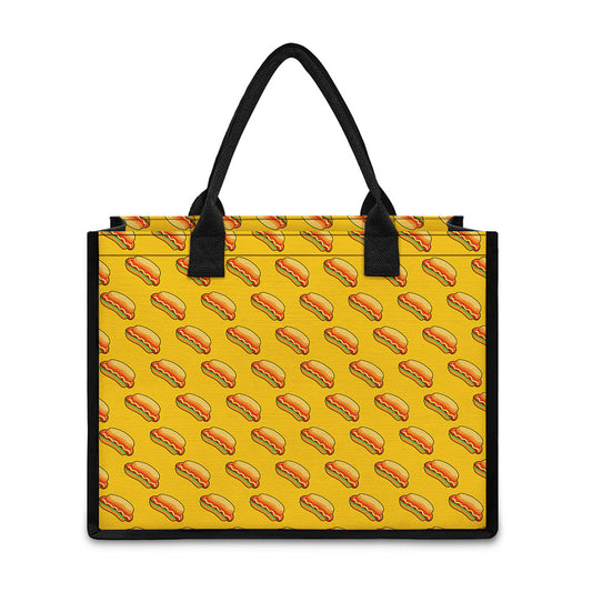 Colorful Hot Dog Pattern Print Canvas Tote Bag