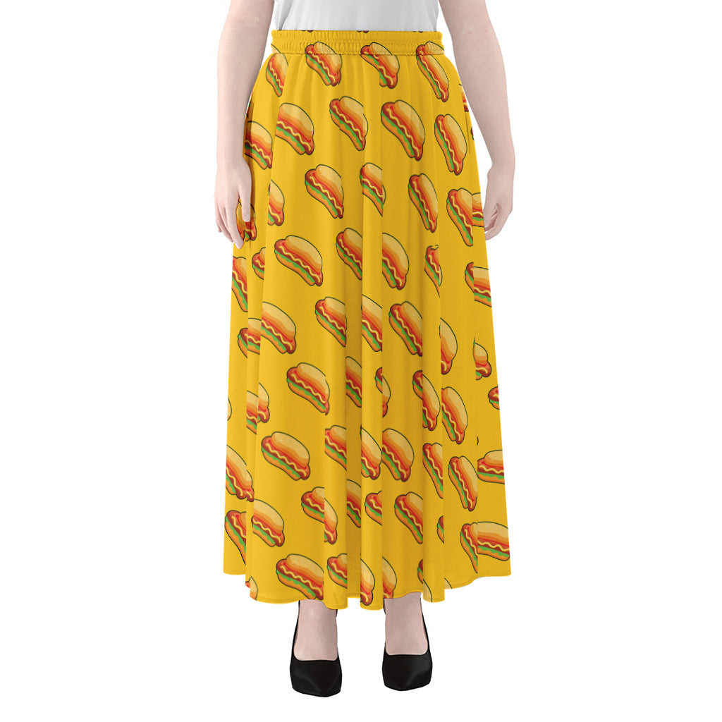 Colorful Hot Dog Pattern Print Chiffon Maxi Skirt