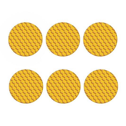 Colorful Hot Dog Pattern Print Coaster Set