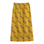 Colorful Hot Dog Pattern Print Cotton Front Slit Maxi Skirt