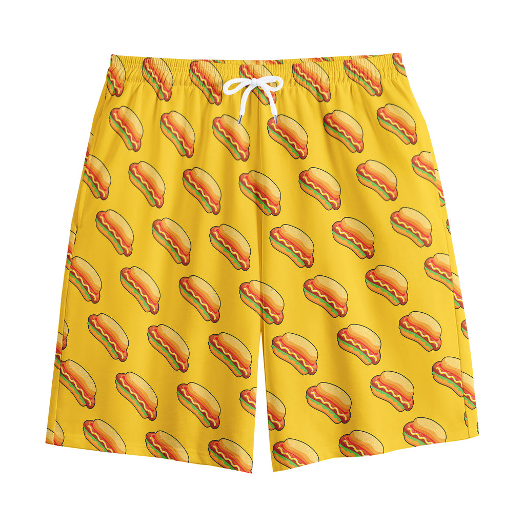 Colorful Hot Dog Pattern Print Cotton Shorts