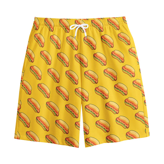 Colorful Hot Dog Pattern Print Cotton Shorts