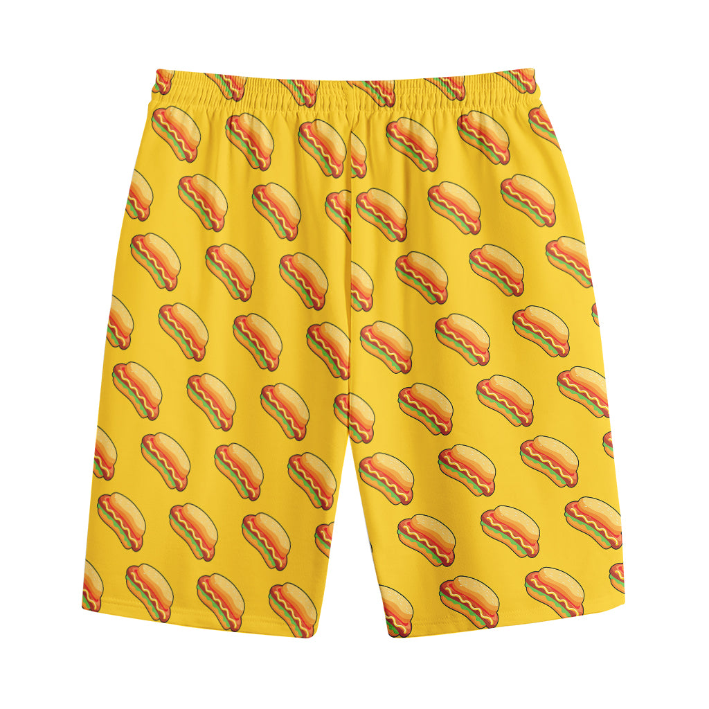 Colorful Hot Dog Pattern Print Cotton Shorts
