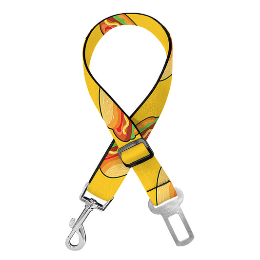 Colorful Hot Dog Pattern Print Dog Seat Belt