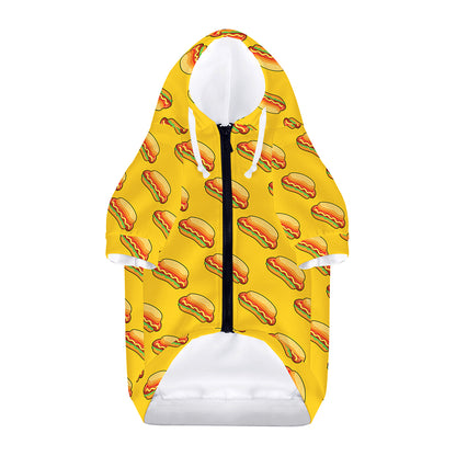 Colorful Hot Dog Pattern Print Dog Zip Up Hoodie