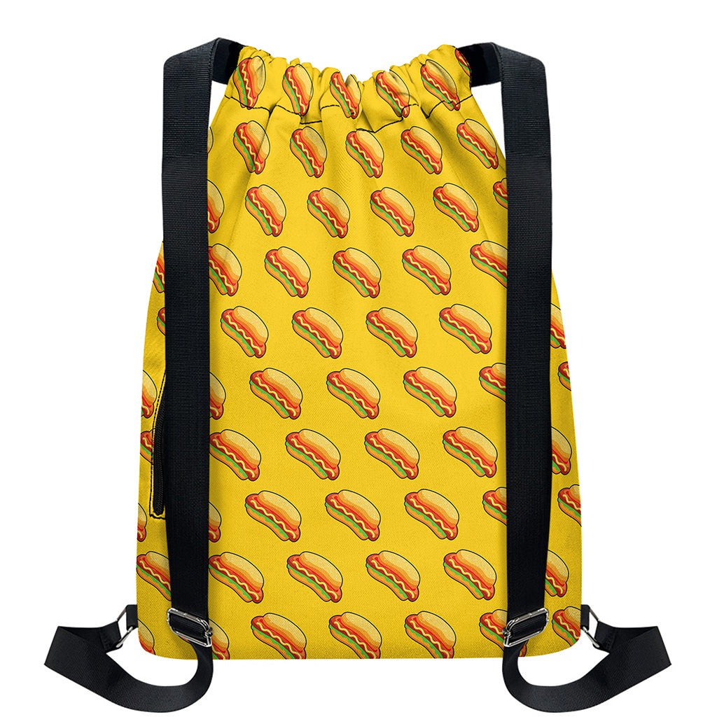 Colorful Hot Dog Pattern Print Drawstring Backpack
