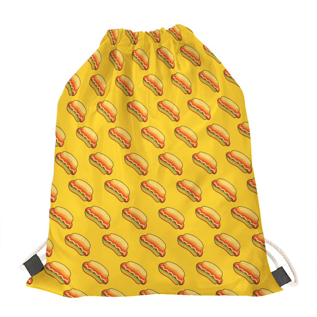 Colorful Hot Dog Pattern Print Drawstring Bag