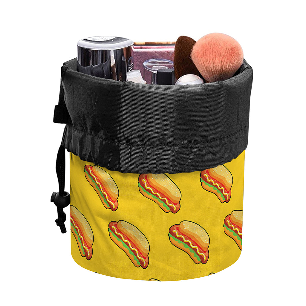 Colorful Hot Dog Pattern Print Drawstring Makeup Bag