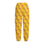 Colorful Hot Dog Pattern Print Fleece Lined Knit Pants