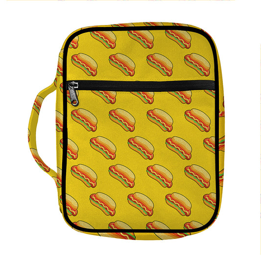 Colorful Hot Dog Pattern Print Front Pocket Bible Bag