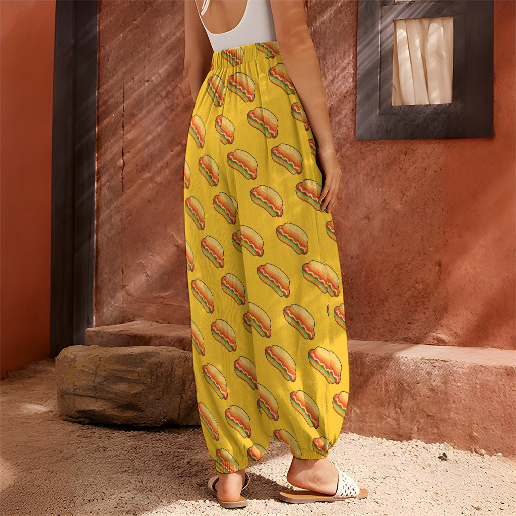 Colorful Hot Dog Pattern Print Harem Pants