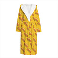 Colorful Hot Dog Pattern Print Hooded Bathrobe