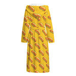 Colorful Hot Dog Pattern Print Hooded Bathrobe