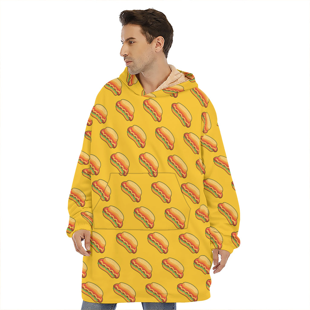 Colorful Hot Dog Pattern Print Hoodie Blanket