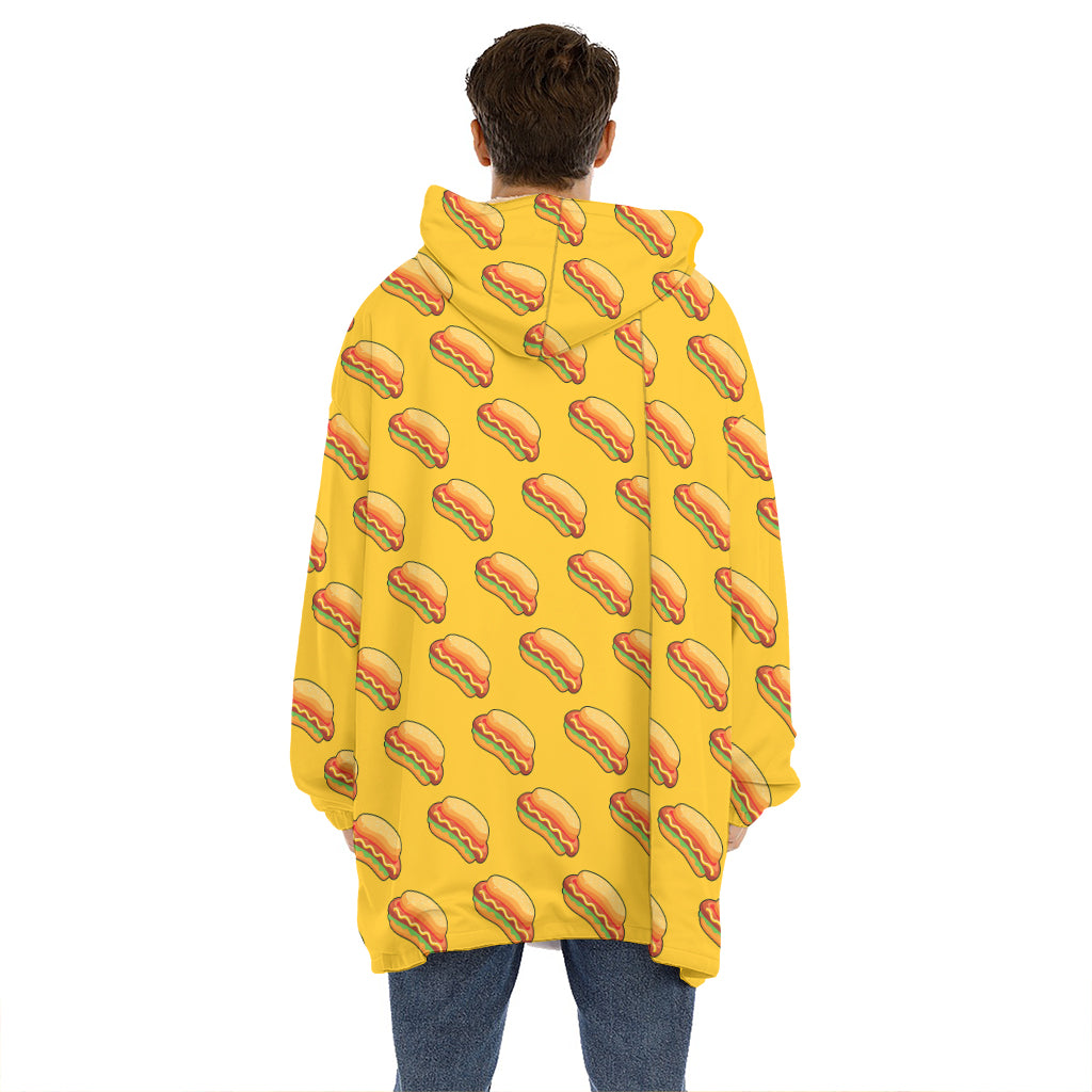 Colorful Hot Dog Pattern Print Hoodie Blanket