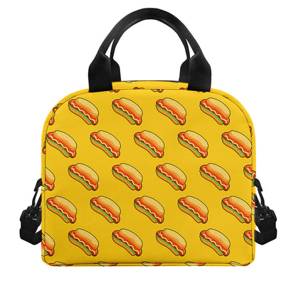 Colorful Hot Dog Pattern Print Insulated Lunch Bag
