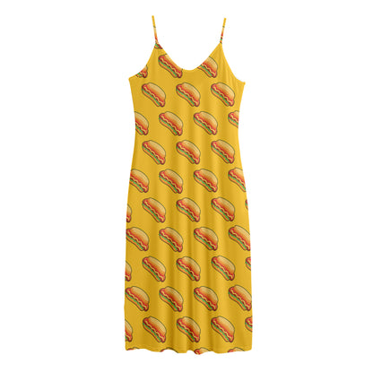 Colorful Hot Dog Pattern Print Jersey Midi Cami Dress